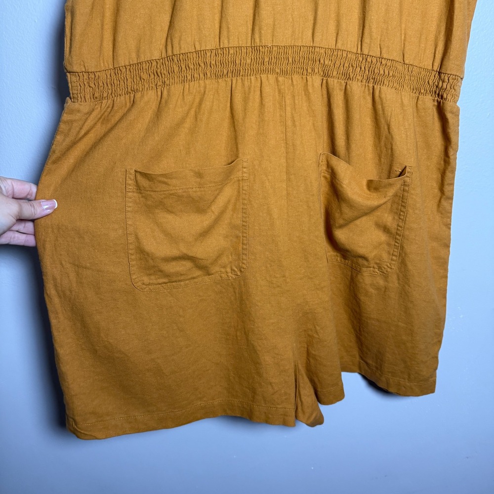 Universal Thread NEW Womens Romper XXL Yellow Buttons Linen Utility Minimalist - Picture 12 of 12